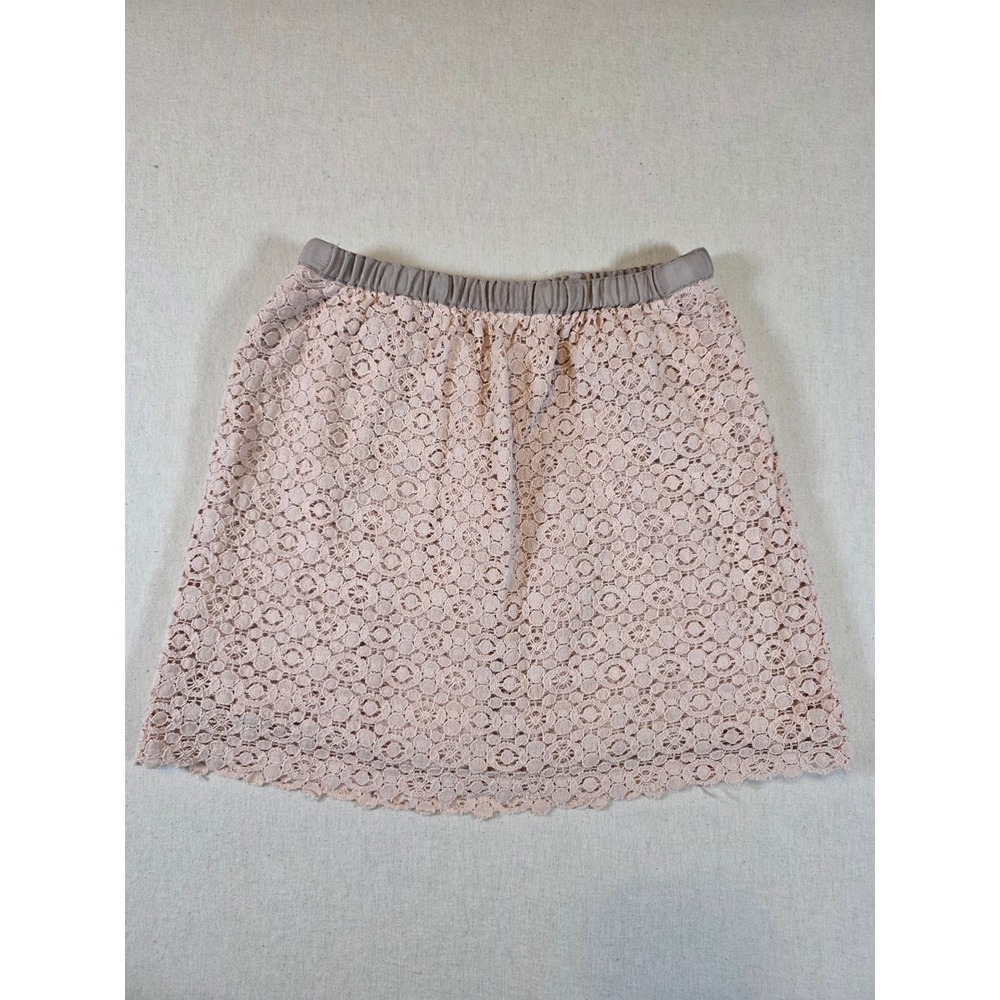 J.Crew Women Pink Floral Lace Mini Skirt Size 2 Grosgrain Waist Romantic‎ Girly